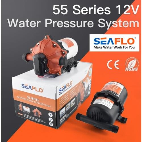 SEAFLO 55 Series Diaphragm Water Pump With Accumulator Tank 0.75 Liter 5.0GPM 60PSI 12V Yacht Boat Marine RV Caravan 5 Chamber