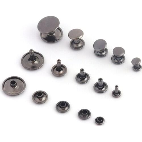 Gunmetal Double Cap Metal Button Round Rapid Rivet Studs For Purse Bags Handbags Shoes Belts Leather Craft Webbing Diy 50Sets