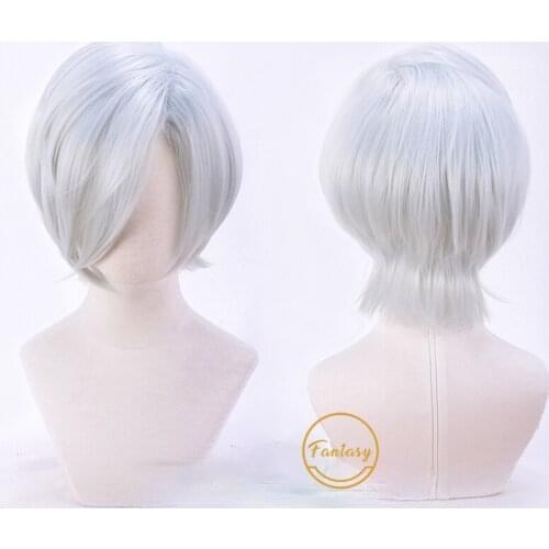 Mikage Hisoka A3! Cosplay Heat Resistant Synthetic Short Wig Silver Hair Halloween Party + Free Wig Cap