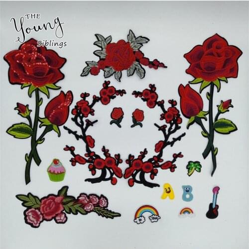 Fashion style Iron on patch Embroidery Applique Hot melt adhesive Stickers Sewing DIY Clothing Decorate Accessories C5540-C5556