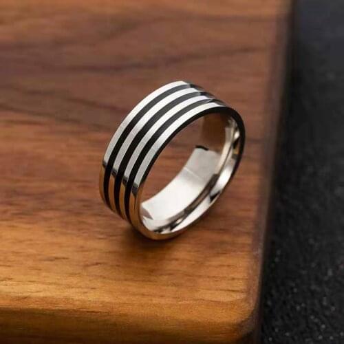 Fashion Personality Gift Ring Simple 8 Mm Wide Black Dripping Oil Mens Stainless Steel Ring 2021 Trend New Product Party Gift