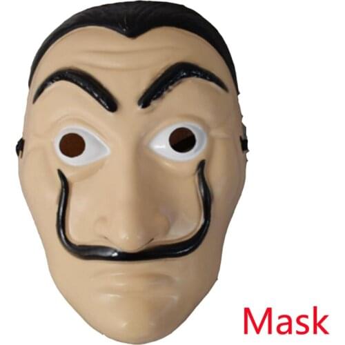Halloween Man Salvador Dali Mask Costume Money Heist House of Paper Cosplay Carnival Party Fancy Dress