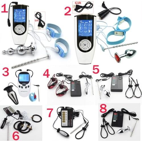 Male Masturbator Strong Electric Shock Pulse Anal Plug Vibrator Penis Stimulation Ring Urethral Catheter Sound Dilator Sex Toys