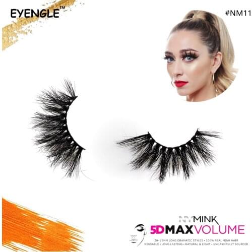 EYENGLE 5D 25mm Real Mink Eyelash Natural Thick Long Handmade Make Up False Eyelashes Reusable Extension Dramatic Volume Lashes