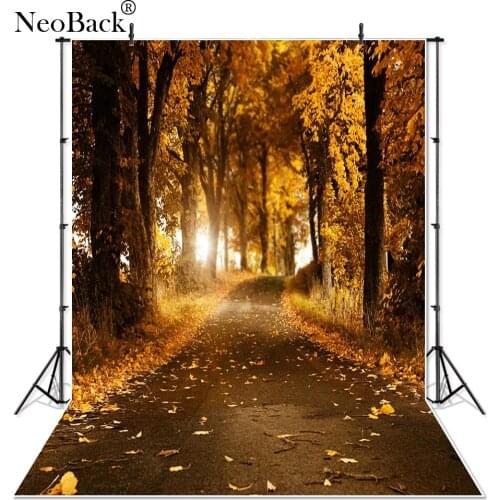 NeoBack 8x12ft Golden Autumn Forest Woods Photographic Backgrounds Photo Studio Indoor Wedding Scene Photo Backdrops P2774