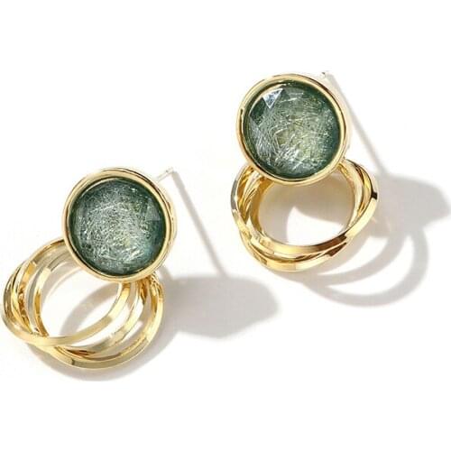 2020 New Womens Earrings Light Green Metal Simple Charm Hollow Geometric Earrings Suitable For Jewelry Lover Gift