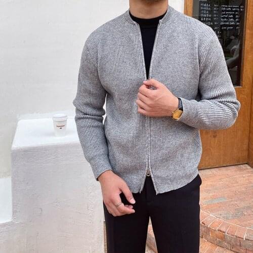 New Design Fashion Men Sweater Zipper Autumn Winter Wear Casual Long Knitted Cardigan Luxury Male Coats