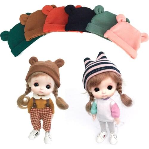 Ob11 Clothes Doll Accessories Striped Ear Hat Fashion Cloth Hat For Obitsu11, Body9, Molly, Gsc, 1/12bjd Hat For 1/12 Bjd Dolls