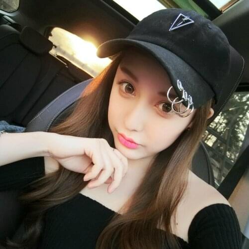 Solid Color Cotton Wild Baseball Caps Geometric Pin Buckle Metal Ring Peaked Cap Summer Trend Fashion Sun Hat Men Women Selling