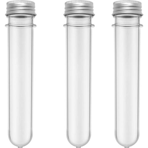 Plastic Test Tubes Clear and Transparent Candy Storage Containers with Screw Caps 40ml 10PCS