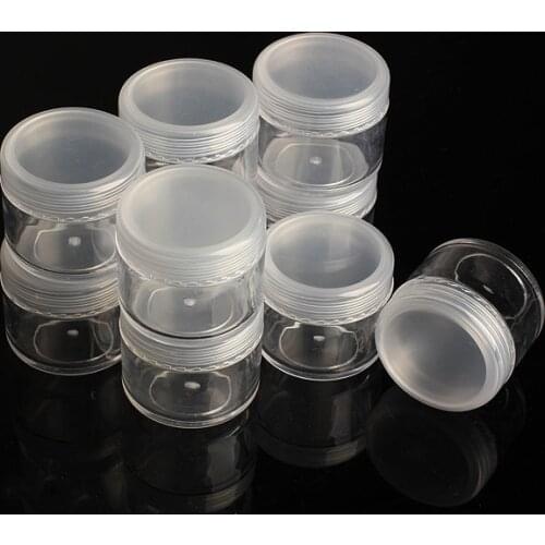 10 Pcs Plastic Storage Box Nail Art Cosmetic Bead Gems Case Bottle Pot can CSV