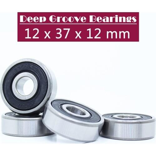6301RS Bearing ABEC-3 (4 PCS) 12*37*12 mm Deep Groove 6301-2RS Ball Bearings 6301RZ 180301 RZ RS 6301 2RS EMQ Quality