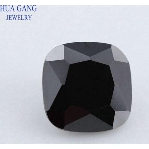 Cushion Shape Princess Cut Loose Glass Beads Black Synthetic Gems For Jewelry Size 3x3~10x10mm Free Shipping