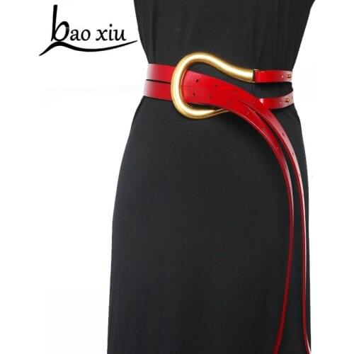 New Retro Luxury Female Vintage Copper Buckle Genuine Leather Belt Casual Dress Accessories Gold Cow Leather Straps For Women