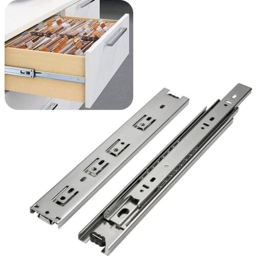 Drawer Slides Home Improvement Hardware Fittings Set 10-22" Mute Three-Section Rail Sliding Furniture Metal Buffer Drawer Slides