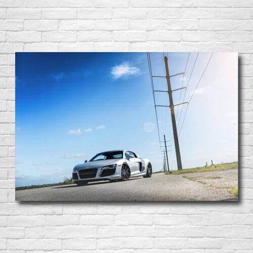 Supercar Audis R8 Blue Sky Wallpaper Vehicle Posters Wall Art Prints Canvas Modern Painting for Home Room Decor
