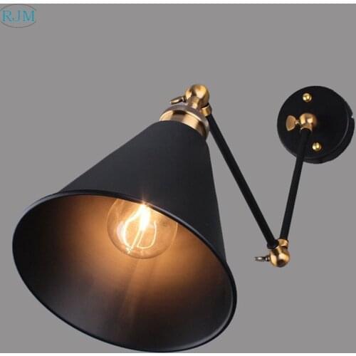Retro Industrial Loft Iron Art Wall Light Creative Simple Long Arm Wall Lamp Adjustable Handle for Aisle Restaurant Bar Lighting