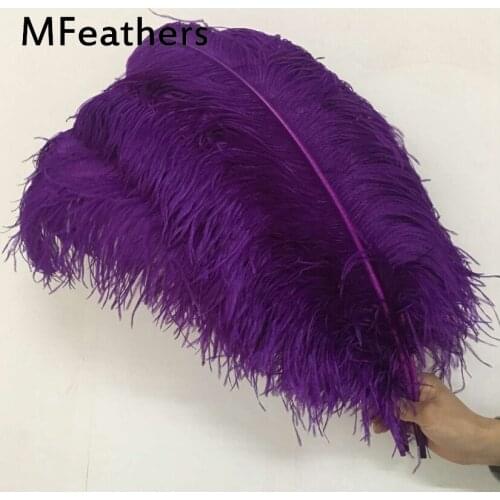 Thick Rod 50pcs AA Quality Purple Ostrich Feathers 40-75cm DIY Halloween Party Wedding Carnival Decoration Plumes Natural Plumas