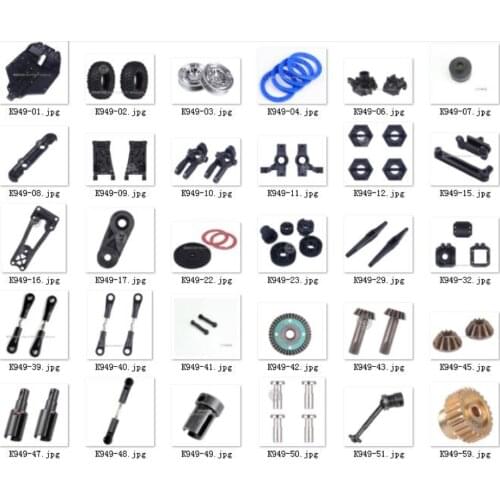 WLtoys K949 10428 RC Car all spare parts bottom tire hub differential cup drive shaft gear pull rod arm from K949-01 to K494-59