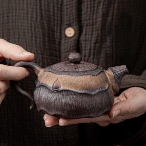 Japanese gold-plated iron glaze lotus fragrance pot ceramic Kung Fu teapot single pot hand-held pot Pu'er tea maker