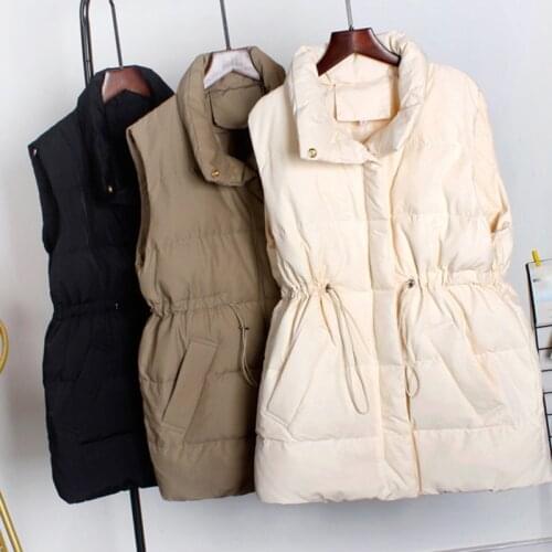 SEDUTMO Winter Long Duck Down Women Vest Slim Tunic Waistcoat Autumn Oversize Casual Basic Parkas ED1188