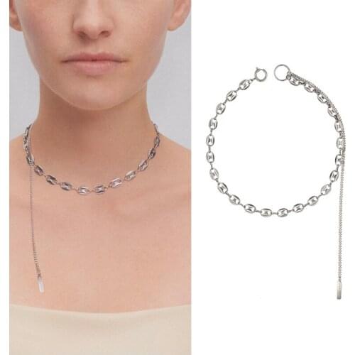 Pig nose chain tassel exaggerated double short necklace female choker clavicle chain neck chain