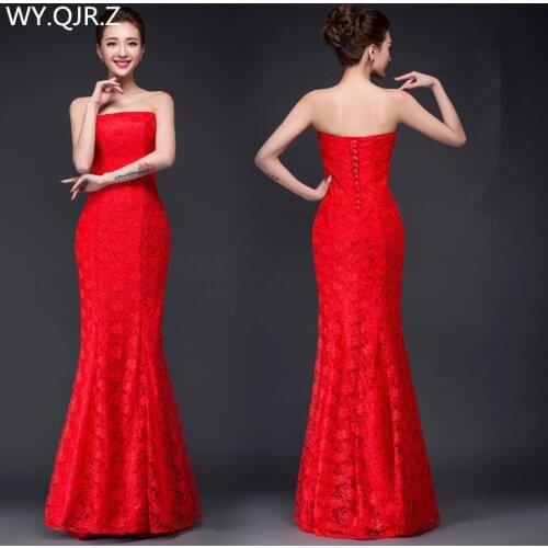 DM-2670H#spring summer 2019 new Dresses long fishtail sexy slim bride wedding dress lace up Red Wholesale women clothing cheap