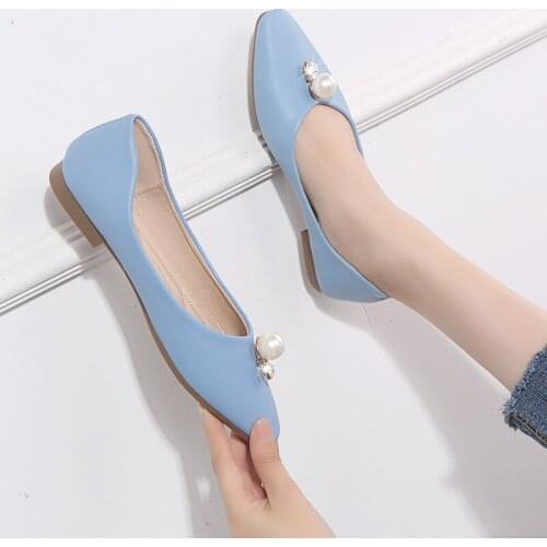 2020 spring autumn rhinestone beaded design quality guarantee solid color sweet elegant ladies flat shoes fashion wild W38-12