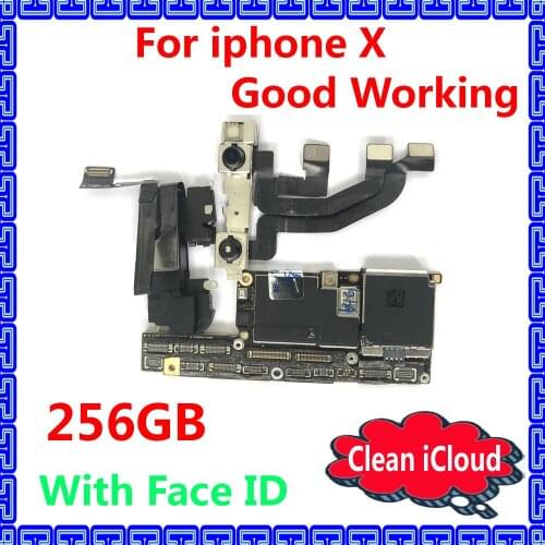 256GB Factory unlocked IOS system mainboard with / without Face ID for iphone X 100% Original motherboard+Full chips Free iCloud