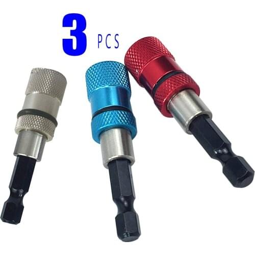 3PC Colour Hex Shank Magnetic Drywall Screw Bit Holder Drill Screw Tool 1/4" Shank