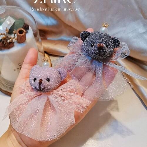 3Pcs 12CM Mesh Bear Applique For DIY Baby Hair Clip Hat Headwear Crafts Patches Decor Clothing Accessories