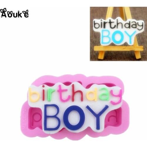 3D Happy Birthday Boy Letter Shape Chocolate Cake Molds Biscuits Mold Fondant Silicone Mould DIY Baking Kitchen Decoration Tools