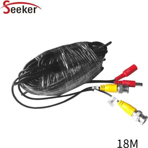 4pcs / lot 18M 65ft CCTV Power Video Extension Cable BNC DC Cable 18M 5.1x2.1MM DC Jack for Home Security Cameras System