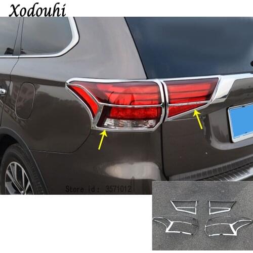For Mitsubishi Outlander 2016 2017 2018 2019 car Rear tail back Light lamp detector frame stick ABS chrome cover trim 4pcs