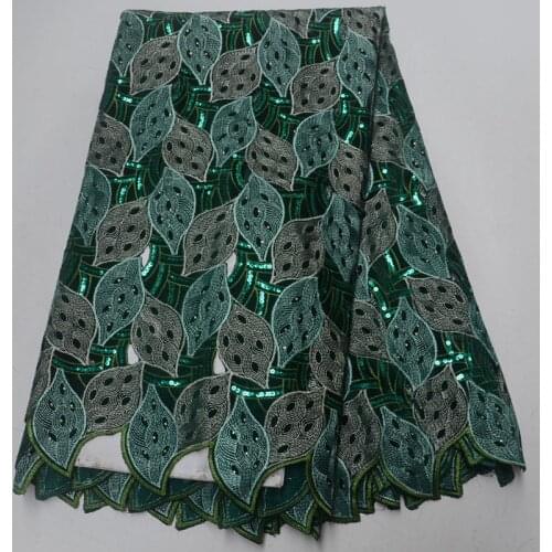 5yards/pc) High quality handcut green African lace fabric soft velvet lace fabric with sequins and stones for party dress OP100