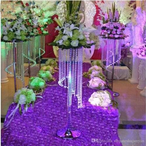 70CM 120CM tall Sparkling Crystal clear garland chandelier wedding cake stand birthday party decorations for table centerpieces