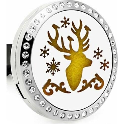 Stainless Steel Aromatherapy Diffuser Car Clip Aroma Perfume Locket Pendant Christmas Deer Car Perfume Essential Oil Diffuser