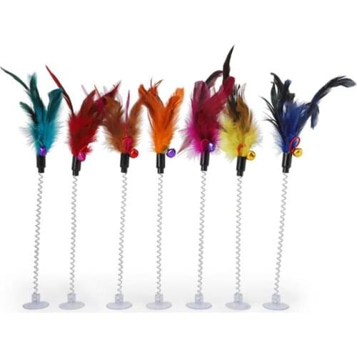 Elastic Feathers Toys For Cats Cat Scratcher Teaser Stick Cat Interactive Toys Rod Mouse Toy For Pet Kitten Cat Accessories