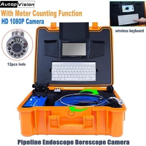 ABS BOX Pipeline Endoscope Borescope 25mm HD 1080P Pipe Drain Sewer Inspection Camera System cable Meter Counter Keyboard DVR H1
