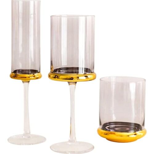 European Lead Free Wine Glass Luxury Plating Golden Champagne Goblet Whiskey Cup Party Wedding Drinkware