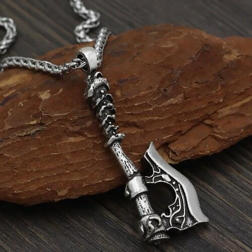 Exquisite Classical Mythical Viking War Axe Metal Pendant Mens Power Symbol Jewelry Necklace