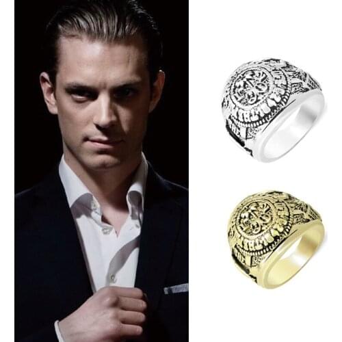 House Of Cards Retro Frank Underwood Statement Rings Men Jewelry Classic Trendy Gold Silver Color