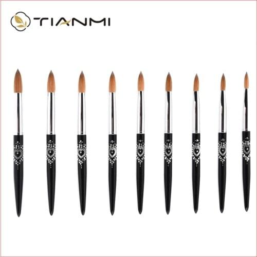 TIANMI Mink Hair Nail Brush Black Stipple Professional Nail Tool Acrylic UV Glue Painted Nail Pen Phototherapy Pen