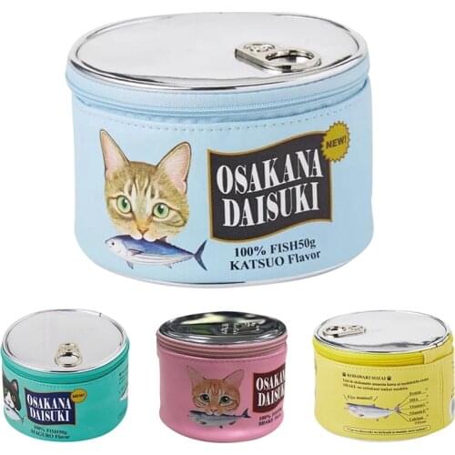 Funny Cats Can Makeup Cosmetic Bag Zipper Toiletry Storage Case Portable Handbag Makeup Kit Pouch Package Accessories