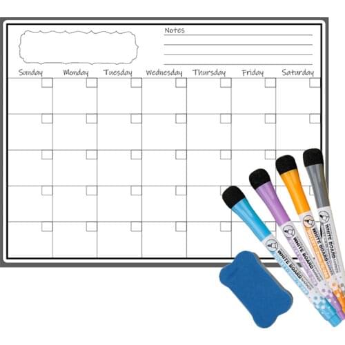 Magnetic Weekly Monthly Planner Calendar Sticker Refrigerator Magnet Erasable Markers Whiteboard Notes Message Drawing Schedule