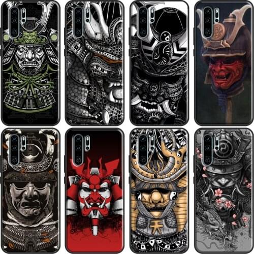 Samurai Japanese Warrior Mask Helmet Soft Phone Case For Huawei P20 P30 P40 Lite Mate 10 20 Pro P Smart 2019 2021 Back Cover