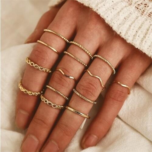 New ring creative cross pattern joint ring 14 piece set