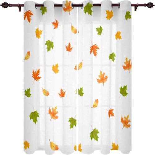 Autumn Maple Leaves Window Curtains Kitchen Bedroom Drapes Home Decor Luxury Living Room Backdrop Curtain