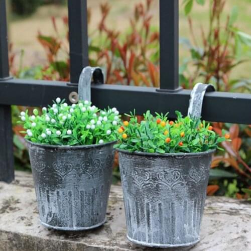 Hanging Wall Small Flower Bucket Holder Plant Pot Succulent Flower Pot Tub Garden Retro Metal Flowerpot Bucket Home Decoration