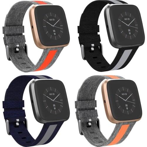Durable Canvas Watchband for Fitbit Versa/Versa 2/Versa Lite Smart Watch Replacement Watch Strap Sport Bracelet Accessories